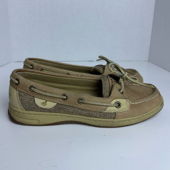 Sperry Top Sider Women Sz 7m Classic Angelfish Boat Shoe Oat Tan Leather 9102047 - Picture 3 of 8